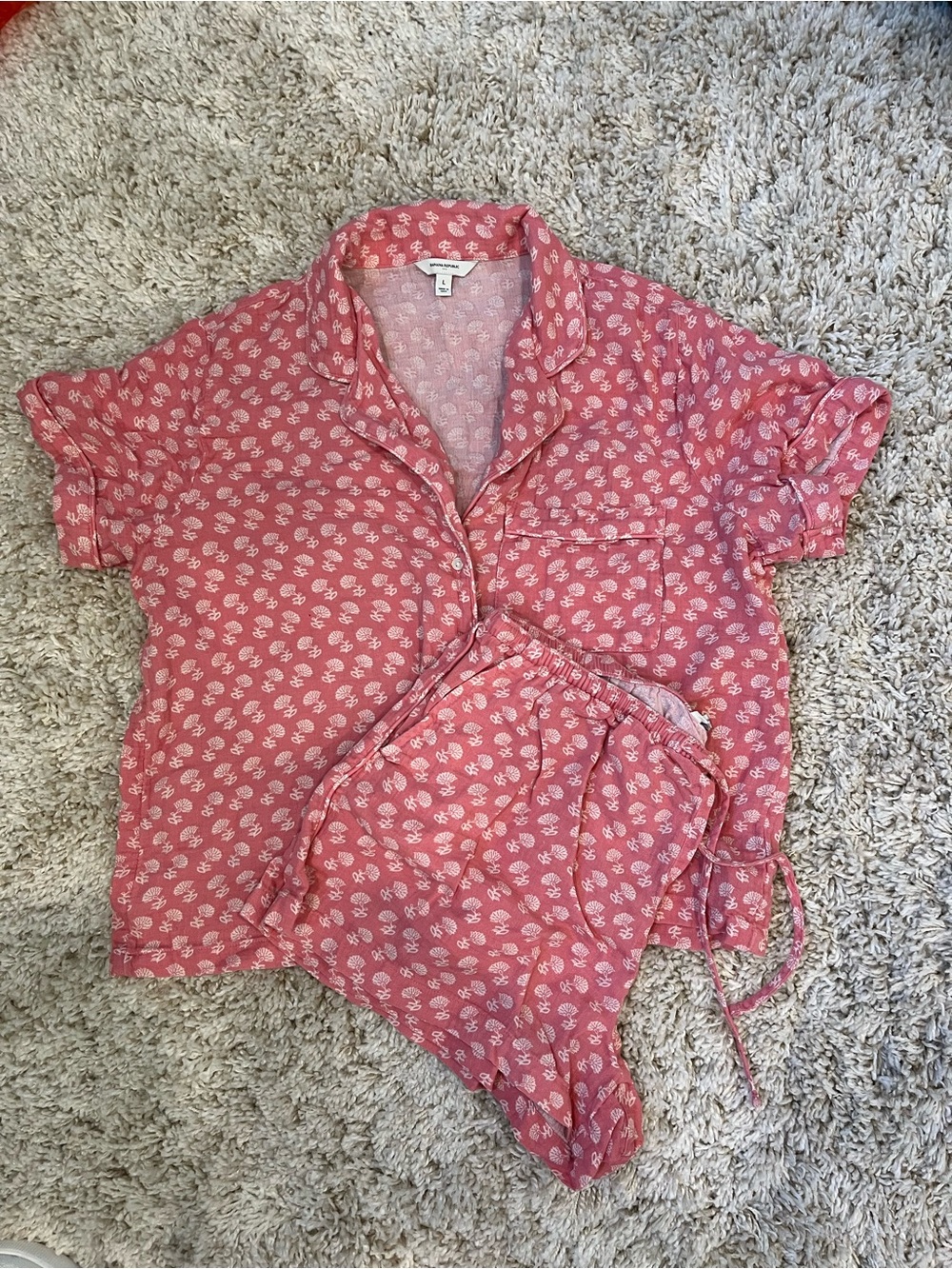 Banana Republic Factory Coral Pink Printed short pj set